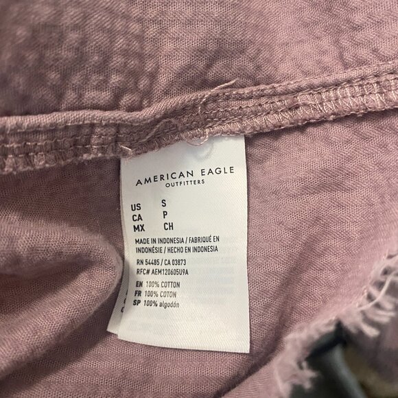 AMERICAN EAGLE Purple Cotton Cropped Distressed Corduroy Jacket Size Small - Picture 6 of 7
